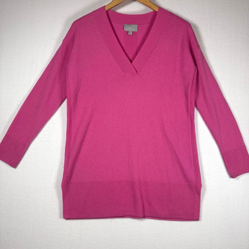 PURE Collection Women Wool Cashmere V-Neck Long Sleeve Sweater Legally Blonde